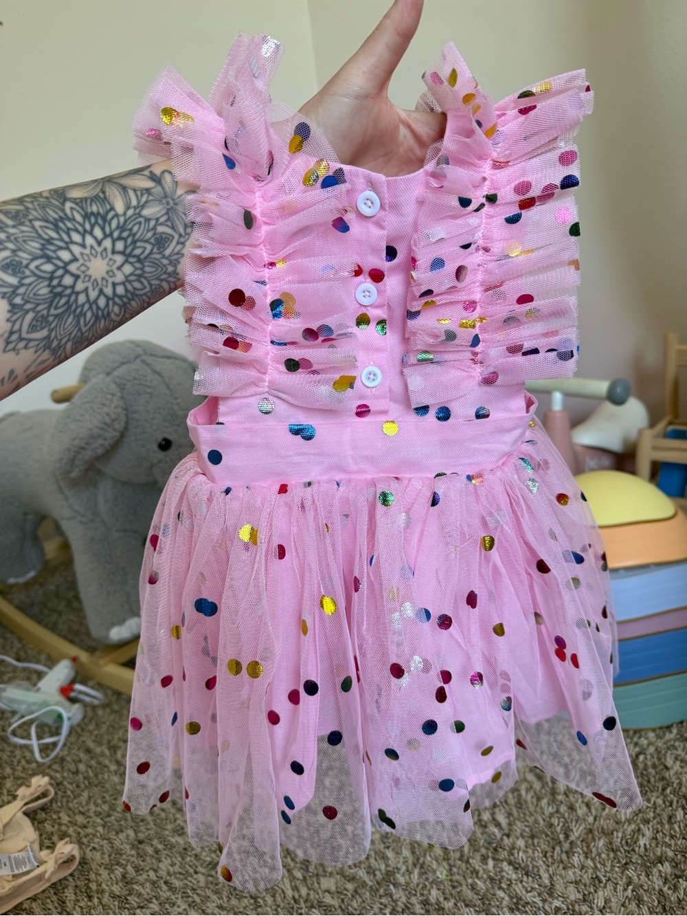 Pink Confetti Tulle Party Dress